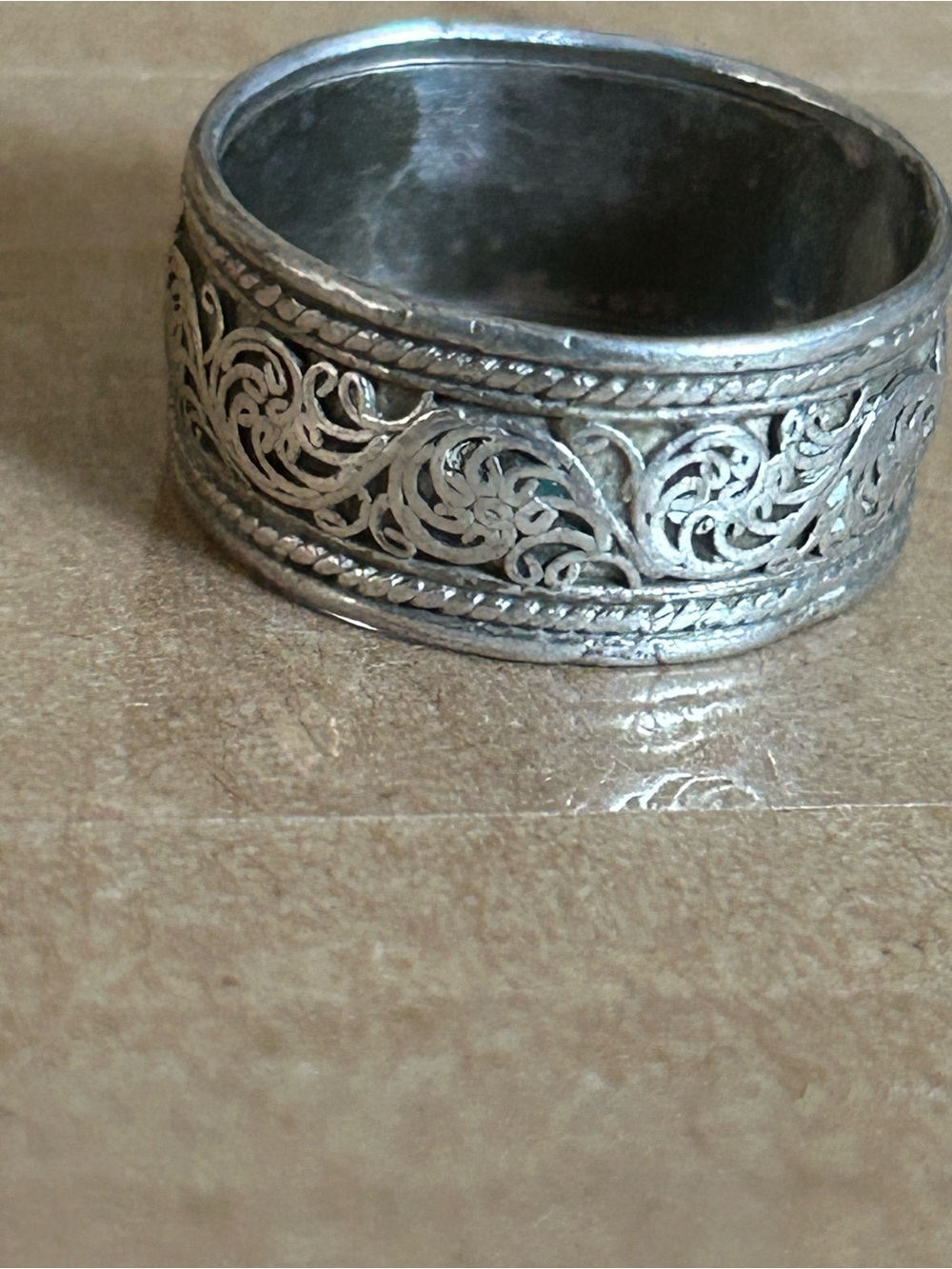 Intricate Filigree Silver Band Ring